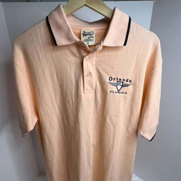 Mens Khaki Orlando Florida Logo Polo Shirt Size M - Pacific and Co - Peach - Picture 1 of 1